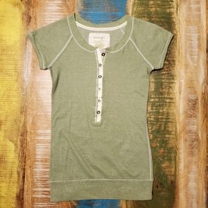 Energie, Pastel Green, Raglan, Button, T-Shirt (Tee) - Girls Med (8-10)